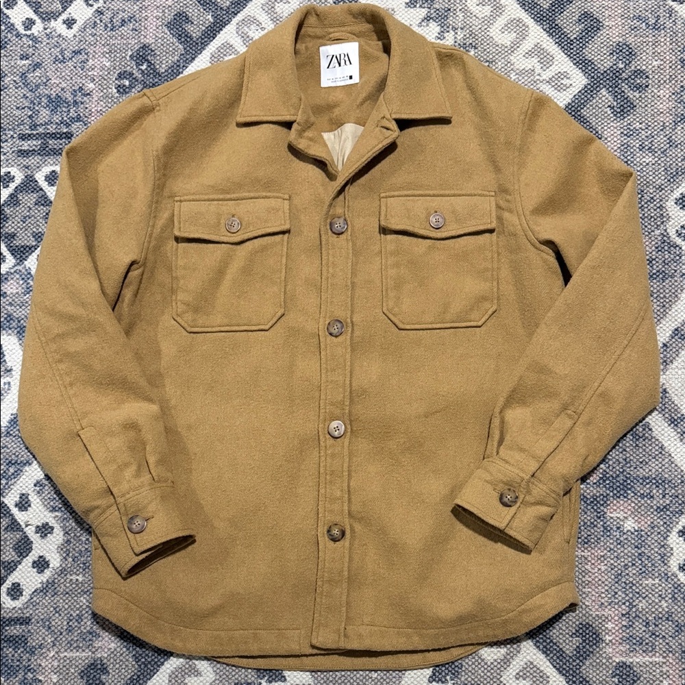 Zara mens Camel Shirt Jacket